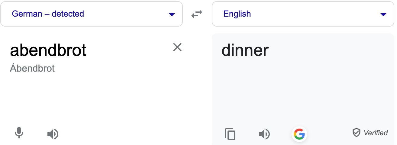 Abendbrot google translation